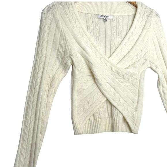 Cloud Ten Cable Fisherman Criss Cross Sweater Sz Sm Y2K Cropped Style - Picture 4 of 7